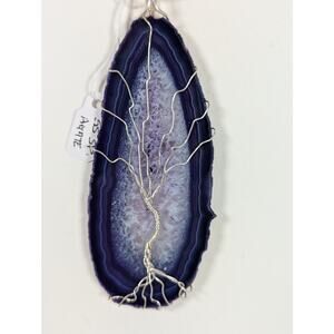 Large Purple agate sliceTree of Life wrapped Viking Knit Chain extender SP+ SS